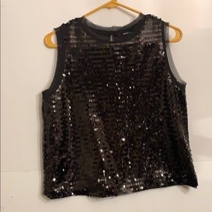 Who What Wear Black Sequin Sleeveless Top Size M